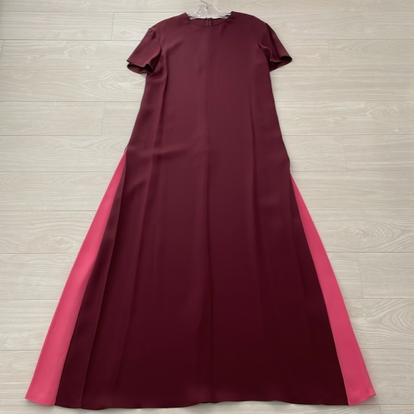 SALE! Valentino Burgundy & Pink Column Silk Maxi Dress - Picture 1 of 13